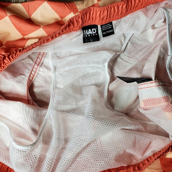 NWT Mad Engine Men's Orange Checked Swim Trunks Size XXL - Picture 3 of 14